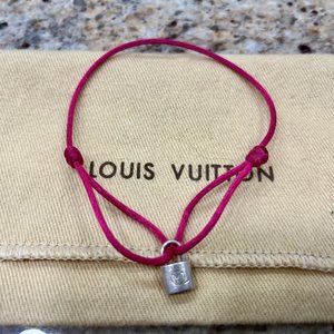 Louis Vuitton Lockit Bracelet Fuchsia pink cord and silver lock, UNICEF
